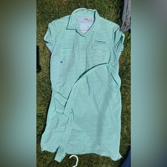 Vineyard Vines, green striped shirt dress, size 6 - Picture 1 of 1